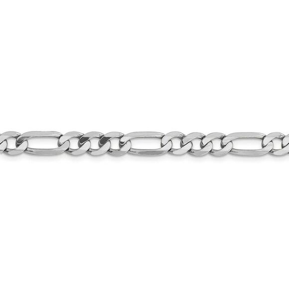 Men's 6mm 14k White Gold Flat Figaro Chain Necklace, 24 Inch - Picture 3 of 8